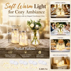 LemonRoad 6 Sets Mason Jar Centerpieces with Fairy Lights, Rustic Lighted Table Decorations for Weddings Party, Bridal Shower, Baby Shower, Farmhouse Home Decor, Floral Arrangements - Image 2
