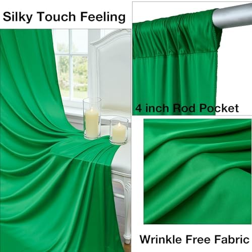 20ftx10ft Wrinkle Free Green Backdrop Curtains for Parties, Silky Polyester Photo Backdrop Drapes 4 Panels 5x10ft Back Drop Cloth for Wedding Birthday Baby Shower Photography Background - Image 2