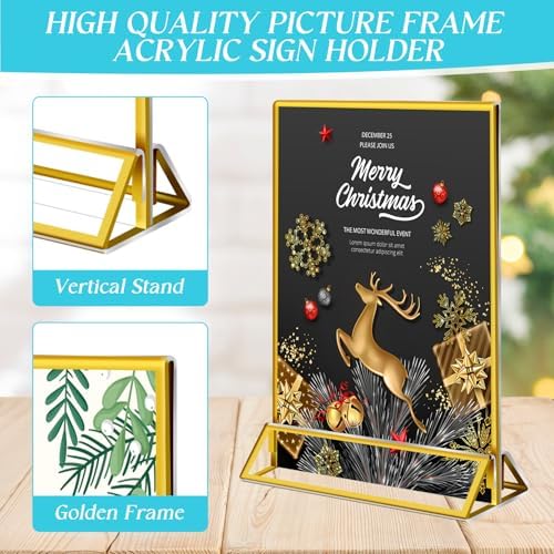 Jeffbaubl 24 Pcs Gold Acrylic Sign Holder, 4 x 6 Gold Frame Plastic Display - Image 5