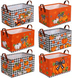 CHENGU 6 Pack Fall Storage Bins Collapsible Autumn Pumpkin Baskets for Home by CHENGU
