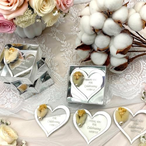 Wedding Favor Guest Bulk Magnet Gold Heart, Sets of Party Favors, Gold Heart Acrylic Bridal Shower Favors, Party Favor for Attendee (Silver Heart Magnet, Set of 40) - Image 6