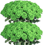 Auihiay 60PCS Green Roses Artificial Flowers, Fake Roses by Auihiay