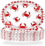 50 Pcs Large Crab Boil Oval Paper Plates 12" × 10" Heavy Duty for Summer by Grencian