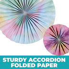 Fun Express 8" – 16" Pastel Watercolor Hanging Paper Fan Decorations - 6 Pc. - Image 2