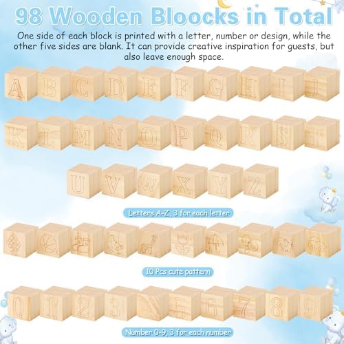 Marsui 136 Pcs Baby Shower Blocks to Decorate Game Kit, Blue Elephant - Image 3