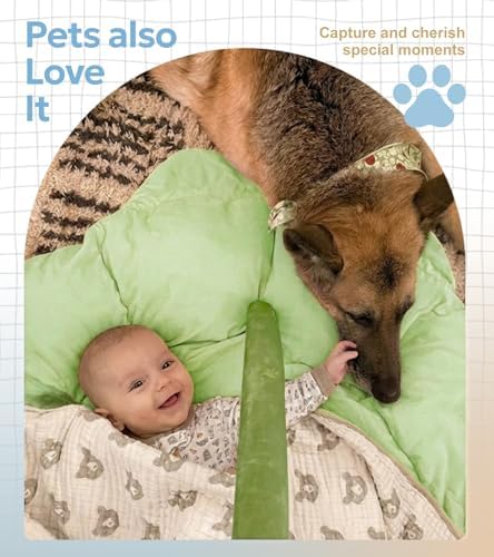 5-in-1 Thick & Plush Baby Play Gym, Baby Play Mats for Floor, Tummy Time Mat with 6 Toys, Convertible Stage-Based Developmental from Babies to Toddlers, Ball Pit, Green - Image 6