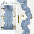 15 Pack Dusty Blue Cheesecloth Table Runner 17 x 108 inch Cheese Cloth Table Runners 9ft Blue Table Runner Rustic Romantic Sheer Gauze Runner for Wedding Party Baby Shower Table Decoration - Image 6