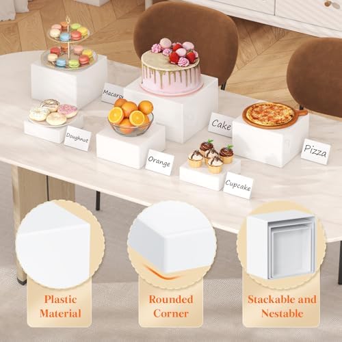 Lifewit Buffet Risers, 6 Pcs Plastic Dessert Table Display Set, Black - Image 5