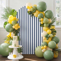 Strip Spandex Arch Backdrop Cover 6.6FT for Balloon Garland Farmhouse Strip Navy Blue Double-Sided Chiara Backdrop Stand Cover Elastic Fitted Fabric Background for Birthday Party Baby Shower Decor by EZON-CH