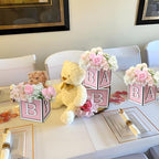 8 Set Baby Shower Centerpieces for Tables - 6 inch Wooden Boxes with Baby Letters Rustic Cube Planter Wood Blocks for Gender Reveal Party Favor (Pink) - Image 6