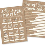 Hadley Designs - 50 Rustic Baby Prediction And Advice Cards, Trivia Games, etc, 25 Baby Animal Matching, Nursery Rhyme Game - 6 Double Sided Cards - Image 4