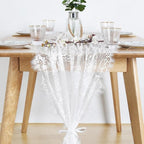 6 Pcs White Lace Table Runner 30 x 120 Inch Rustic Vintage Embroidered Sash by LuoluoHouse