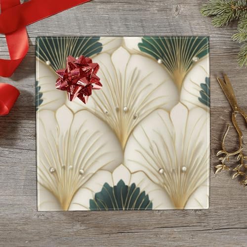 pnyoin Merry Christmas Wrapping Paper Roll,Art Deco Fan Print Gift Wrap Perfect for Xmas,Birthday,Weddings, Brides, Holidays, Baby Showers，58 x 23 inches,3 Roll - Image 4