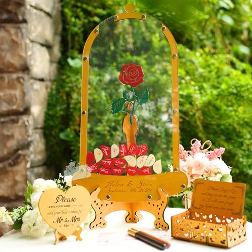 Sweet 16 Quinceañera Guest Book Alternative Red Rose Glass Dome Drop Box - Image 6