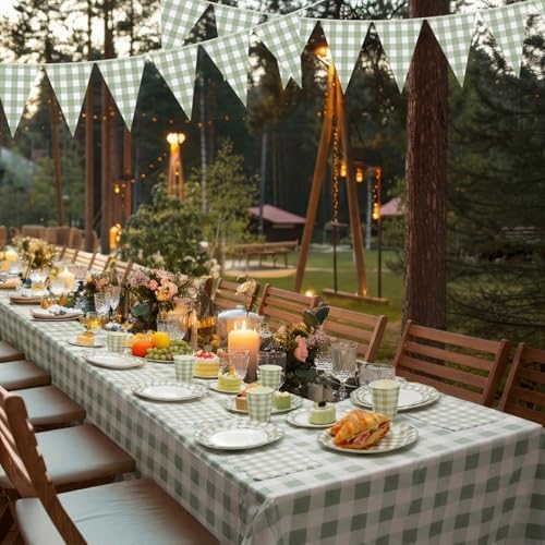 Sage Green 254 Pcs Gingham Plates Napkins Party Supplies for 50 - Image 5