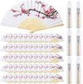 Roowest 50 Pcs Cherry Blossom Hand Paper Fans Chinoiserie Favor Kit Folding Chinese Japanese Retro Hand Fans with Organza Bag Summer Wedding Party Supplies Bridal Shower Gifts for Guests by Roowest