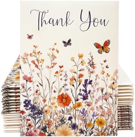 Thank You Wildflowers and Butterflies Seed Packets for Guests - Party Favors for Wedding, Bridal Shower, Baby Shower or Sprinkle, Birthday - Gender Neutral - Already Filled - Pack of 20 by Digital+Voyager