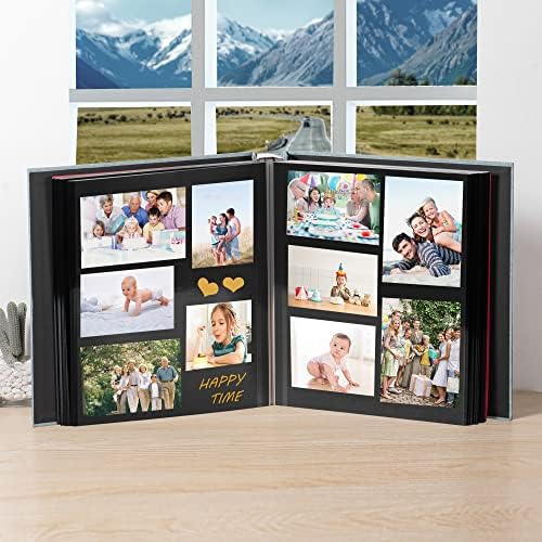 Large Photo Album Self Adhesive 4x6 5x7 3x5 8.5x11 Scrapbook Magnetic Album DIY Scrap Book Length 13 x Width 12.8 (Inches) 120 Black Sticky Pages Linen Cover DIY Photo Album(Green) - Image 3