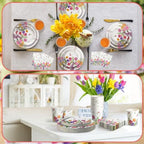 Hsei 250 Pcs Tulip Floral Disposable Paper Plates Napkins Cups Set - Image 5