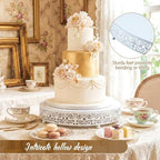 Wenqik 18 Inch White Cake Stand Metal Round with Cutter Spatula, Classic - Image 3