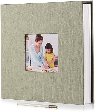 HoneyTolly Large Photo Album Self Adhesive, DIY Scrapbook Album for 4x6 8x10 10x12 Pictures, 60 Pages Linen Cover Memory Book, Ideal Gift for Family Wedding Baby Christmas Anniversary(Grass Green) by HoneyTolly