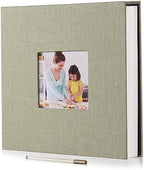HoneyTolly Large Photo Album, Self-Adhesive, 60 Pages, Linen Cover, Ideal Gift for Family, Wedding, Baby, Christmas, Anniversary - Grass Green by HoneyTolly