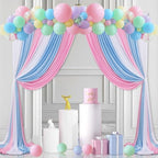 Baby Shower Backdrop Curtain 15ftx10ft - Blue Pink Satin Drapes - Image 2