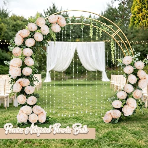Peonies Artificial Flowers Bulk, 4.7’’ 56 Pcs Fake Peony - Champagne - Image 5
