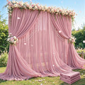 20ft×10ft Wrinkle Free Dusty Rose Backdrop Curtain Drapes, 4 Panels 5ftx10ft Sheer Tulle Chiffon Backdrop Panels Curtains for Wedding Baby Shower Birthday Party Stage Photo Home Decorations by Unknown