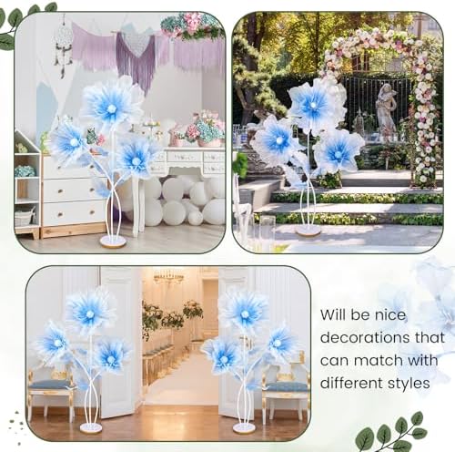 Norme 6 ft Giant Silk Flower for Decoration with Stand Artificial Decor Big Silk Flowers for Wall Backdrop Photo Props Wedding Birthday Party Baby Shower Background Decor (Blue) - Image 5