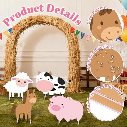 Farm Animals Party Decorations, Large Farm Animals Cardboard Cutouts - Image 4