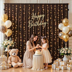 30x10ft Brown Backdrop Curtains with Lights Photo Drapes Wrinkle Free Fabric Backdrop Curtain for Wedding Birthday Party Baby Shower Bridal Shower Home Party Background Decorations - Image 2