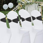 Pack of 60 Spandex Chair Sashes Bows Stretch Chair Cover Band with Buckle Slider Universal Elastic Chair Ties for Wedding Banquet Party Event Decoration (Black) - Image 7