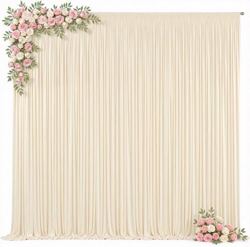 20x15ft Champagne Backdrop Curtains for Parties Wrinkle Free Fabric Backdrop Curtain Wedding Photo Drapes Backdrop for Birthday Party Baby Shower Bridal Shower Photography Back Drop 4 Panels 5x15FT - Image 2