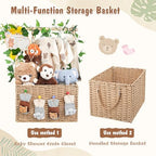 Wisreach Wooden Woven Baby Shower Crate – Foldable Storage Basket with Handles, Handwoven Gift Box for Baby Shower & Newborn Essentials, Welcome Gift for Baby Shower, Newborn Boys Girls - Image 6