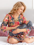 Mommy and Me Robe and Swaddle Set | Maternity Robe Matching Baby Girl, Boy - Image 2
