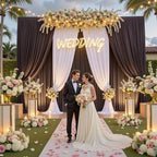 20ft×15ft Brown Backdrop Curtain for Wedding Parties - Image 4