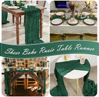 30 Pack Emerald Green Cheesecloth Table Runner 17 x 108 inch Cheese Cloth Table Runners 9ft Green Table Runner Rustic Romantic Sheer Gauze Runner for Wedding Party Baby Shower Table Decoration - Image 7