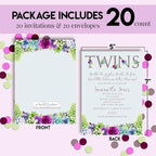 Amanda Creation Custom Baby Shower Invites Baby Succulents Twins Baby Shower Invitation 20 5x7 Custom Personalized S Invites With Envelopes - Image 4