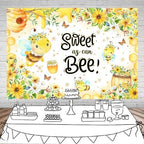 Mocsicka Sweet as Can Bee Baby Shower Backdrop Bumble Honey Bee Party Decorations for Baby Shower Boy Girl Gold What Will Baby Bee Honeycomb Bumblebee Party Banner Background (8x6ft) - Image 3
