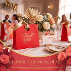Feifeiya 30 Pcs Thank You Gift Bags with Ribbon Handles 7.87 x 3.54 x 7.09 Inch Paper Candy Gift Bags with Gold Foil Printed for Appreciation Birthday Wedding Bridal Baby Shower Party Favors(Red) - Image 5