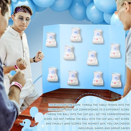 VioraWhite 60 Pcs Funny Baby Shower Diaper Games, Blue - Image 4