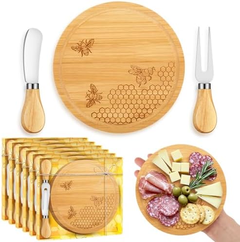 Ziliny 6 Set Baby Shower Prizes, Honey Bee Cheese Board Gifts, Round by Ziliny