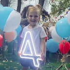 LED Neon Signs Number 4 Birthdays Decor Neon Lights Party USB Plus Battery Case Light up your baby's birthday with our Neon Number Four Sign (Number 4) - Image 2