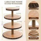 SENMUT 4 Tier Rustic Wood Cupcake Stand with Natural Bark, Varnish Finish, for Wedding, Birthday, Farmhouse Party - Image 4