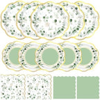 Funnymoom 200 Pcs Sage Green Party Decorations Plates and Napkins Serve 50 by Funnymoom