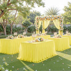 Yellow Tulle Tablecloth for 6 Foot Rectangular Tables 6ft Yellow Rectangle Table Cloth Wrinkle Free Table Cover with Tutu Skirt for Birthday Cocktail Banquet Buffet Lemon Citrus Fruit Party Decoration - Image 4