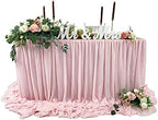 Pooling and Floating Chiffon Table Skirt with extra length, 6FT 9FT 14FT Sheer Tablecloth, Baby Shower, Birthdays Party, Main Cake Table Decoration, Wdding Table Skirt (Blush Pink, 6FT) by EHLDekol