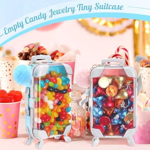 VioraWhite 40 Pcs Mini Suitcase Empty Box and Plush Ball Set, Pink, Blue - Image 4
