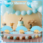 Threehoney 25 Set Baby Shower Favors for Guests, Folding Paper Fans, Blue - Image 6